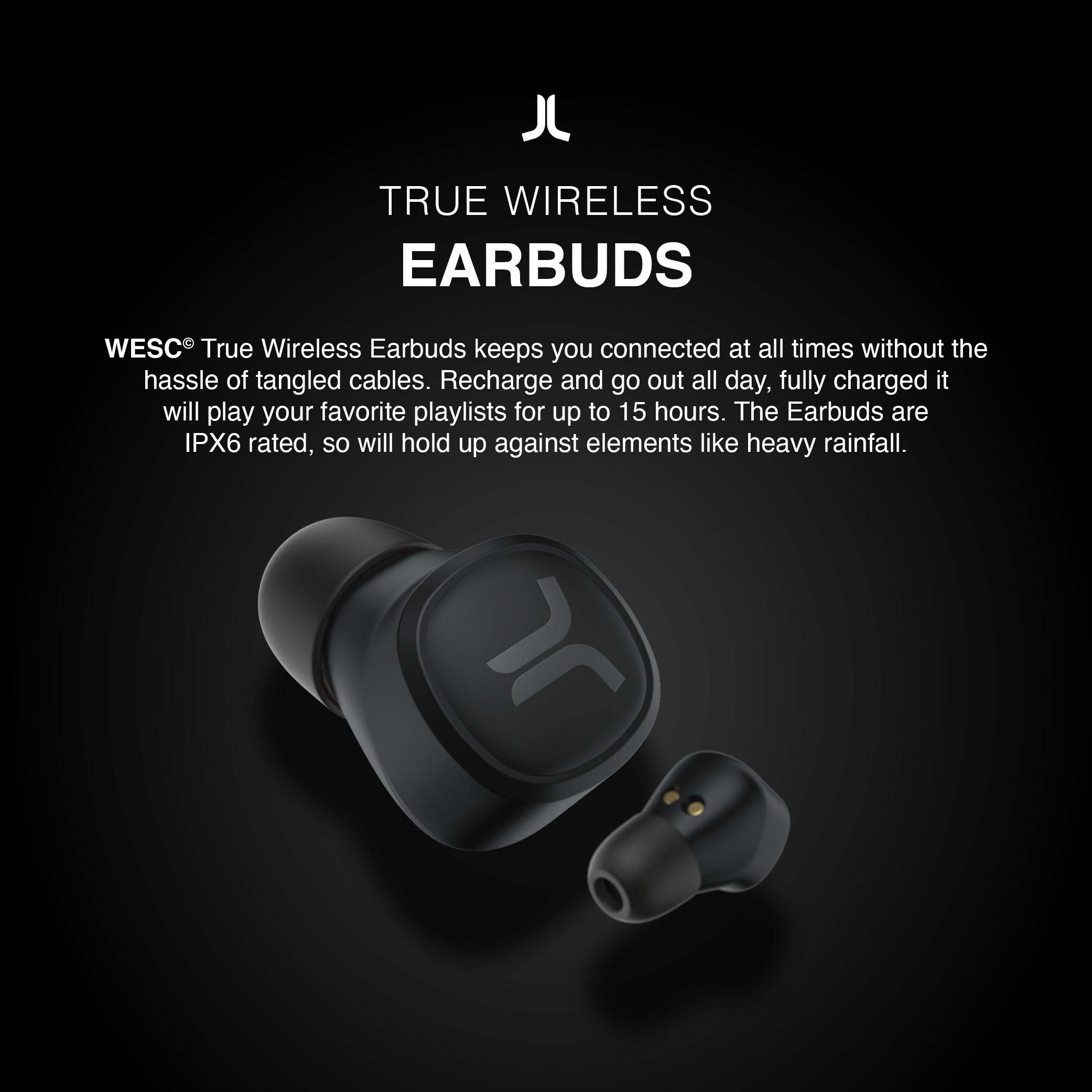 WESC Audio TWS - True Wireless Bluetooth Earbuds - Black