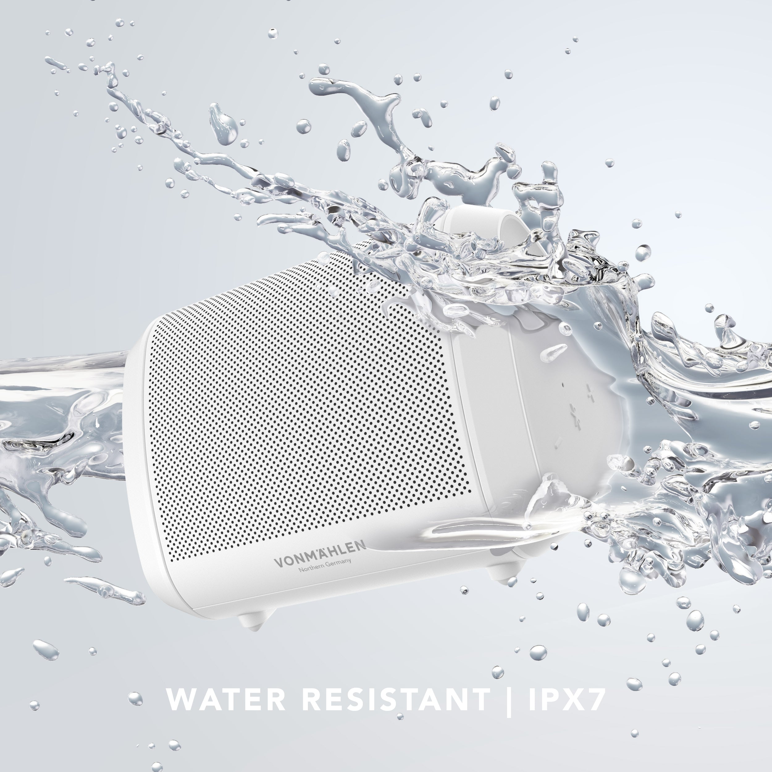 Vonmaehlen Air Beats Mini Portable Bluetooth Speaker iPX7 Dual Pairing - White