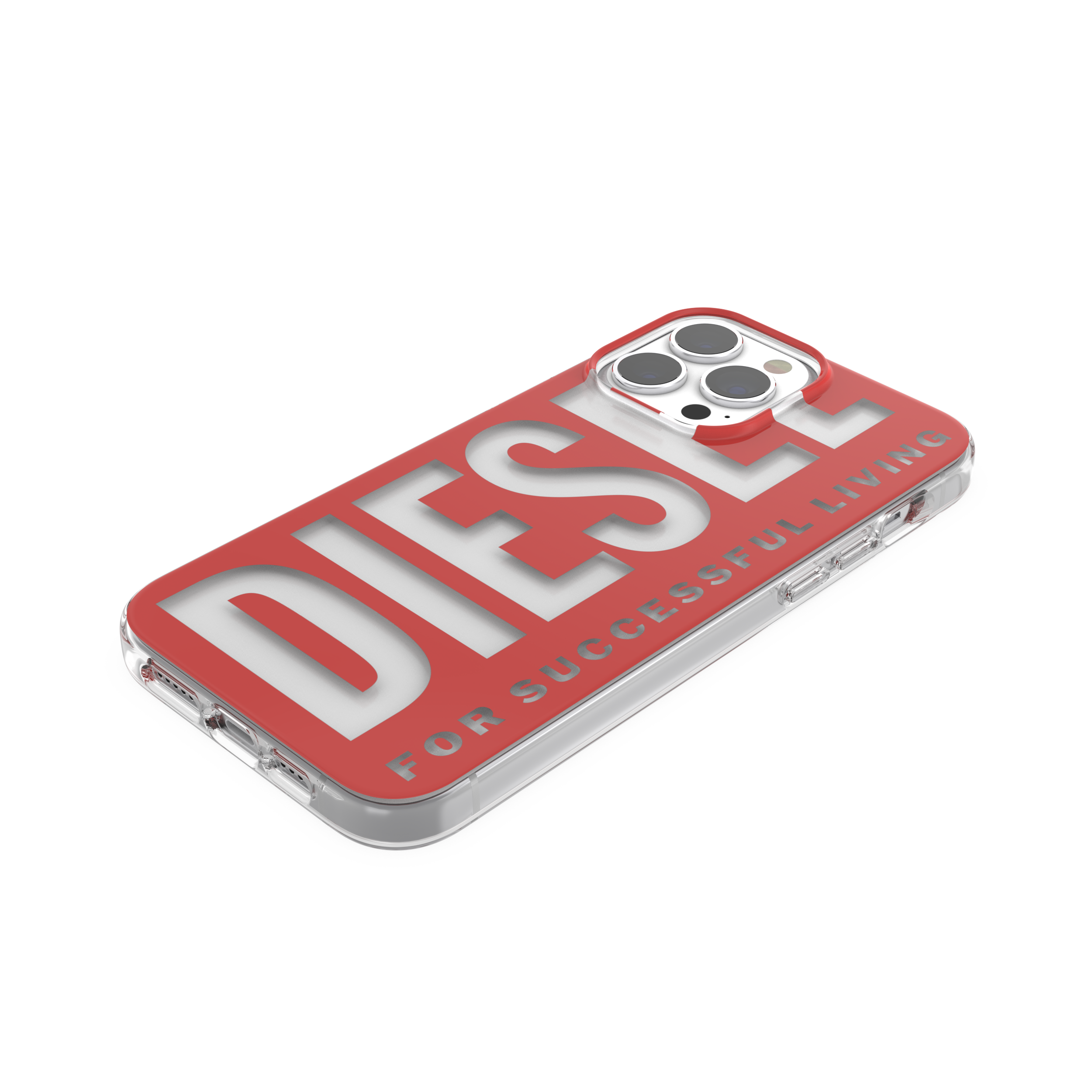 Diesel Snap Phone Case For iPhone 12/13 Pro Max (Duo Compatiable) - Red | Clear