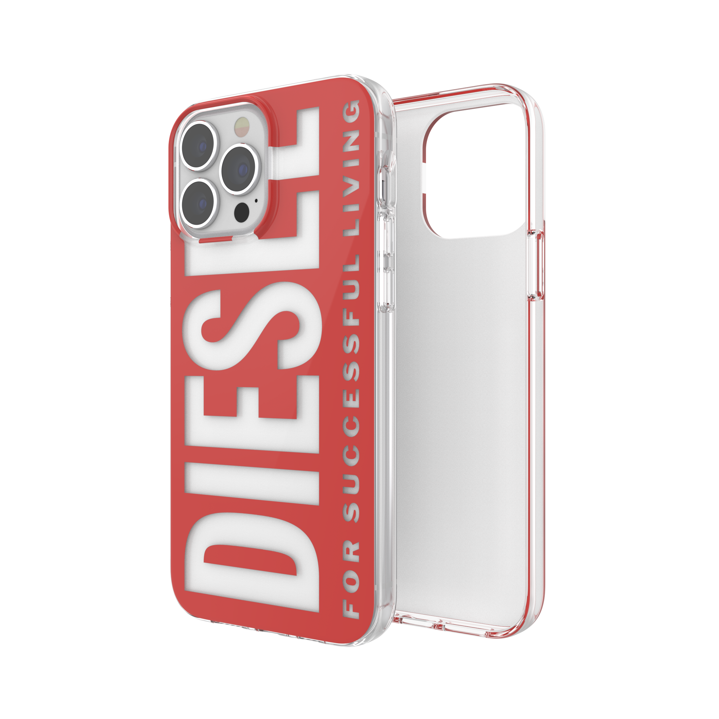 Diesel Snap Phone Case For iPhone 12/13 Pro Max (Duo Compatiable) - Red | Clear