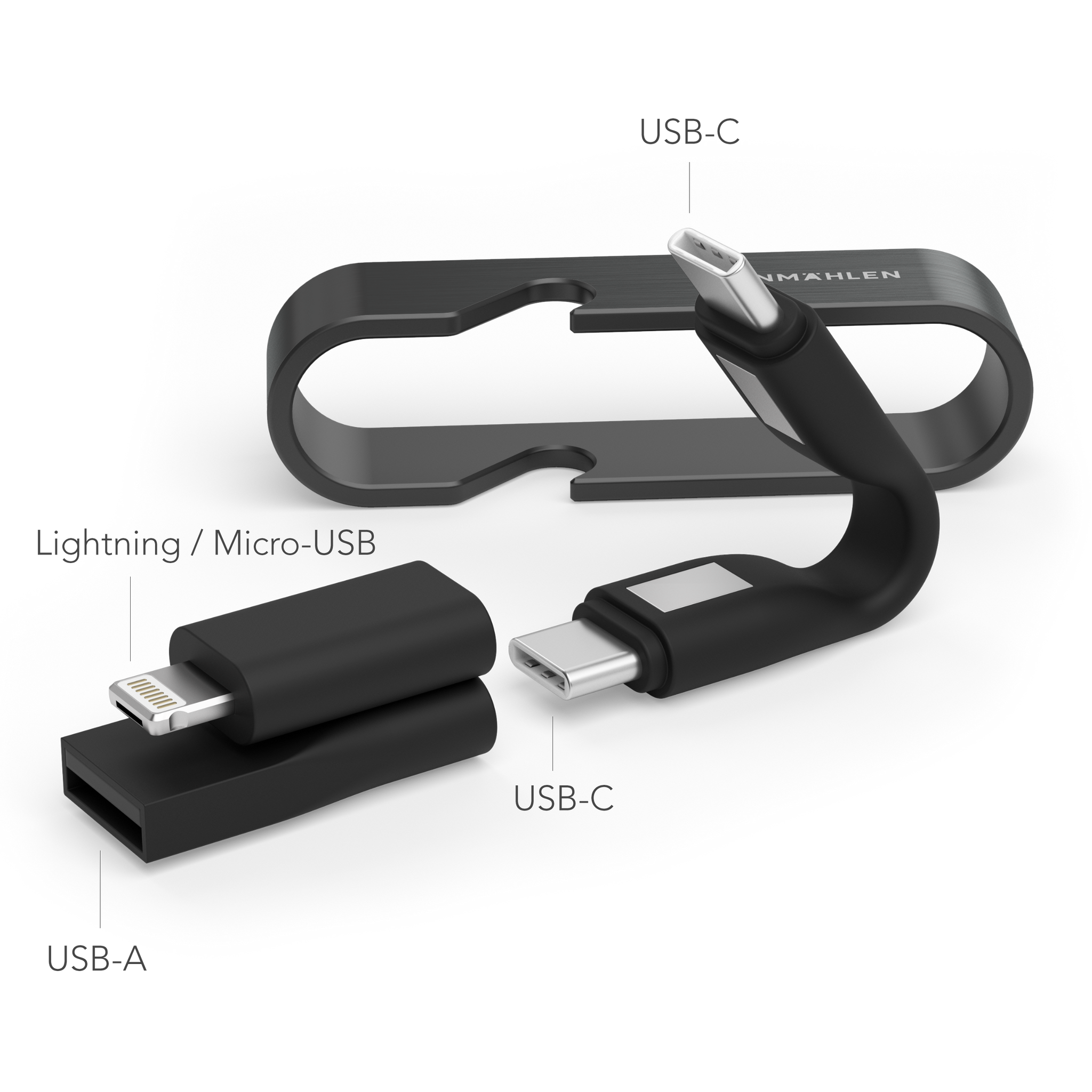 Vonmaehlen High Six  6in1 Type-C Charging Cable Micro/USB-A/Lighting - Black