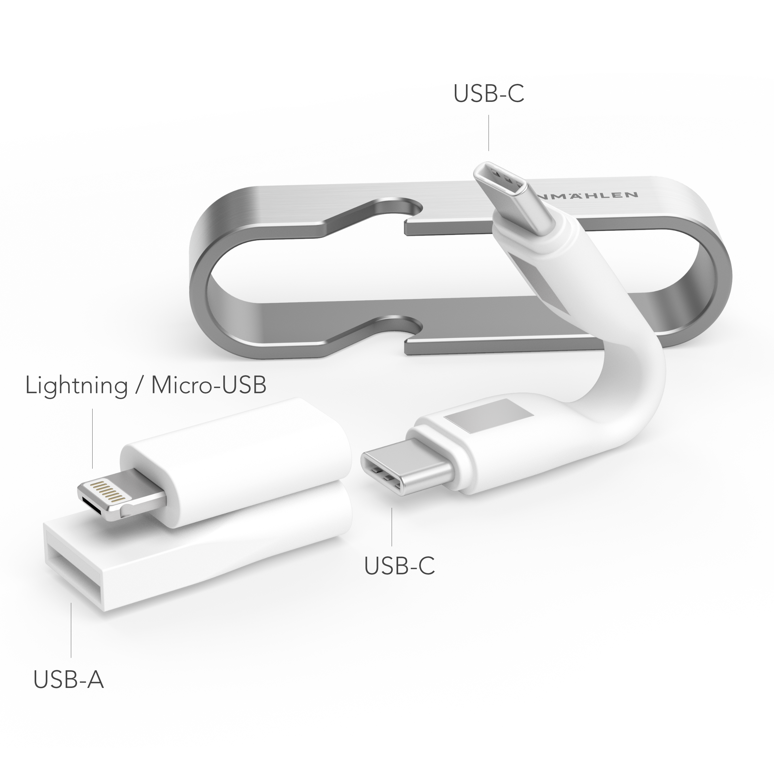 Vonmaehlen High Six  6in1 Type-C Charging Cable Micro/USB-A/Lighting - Silver